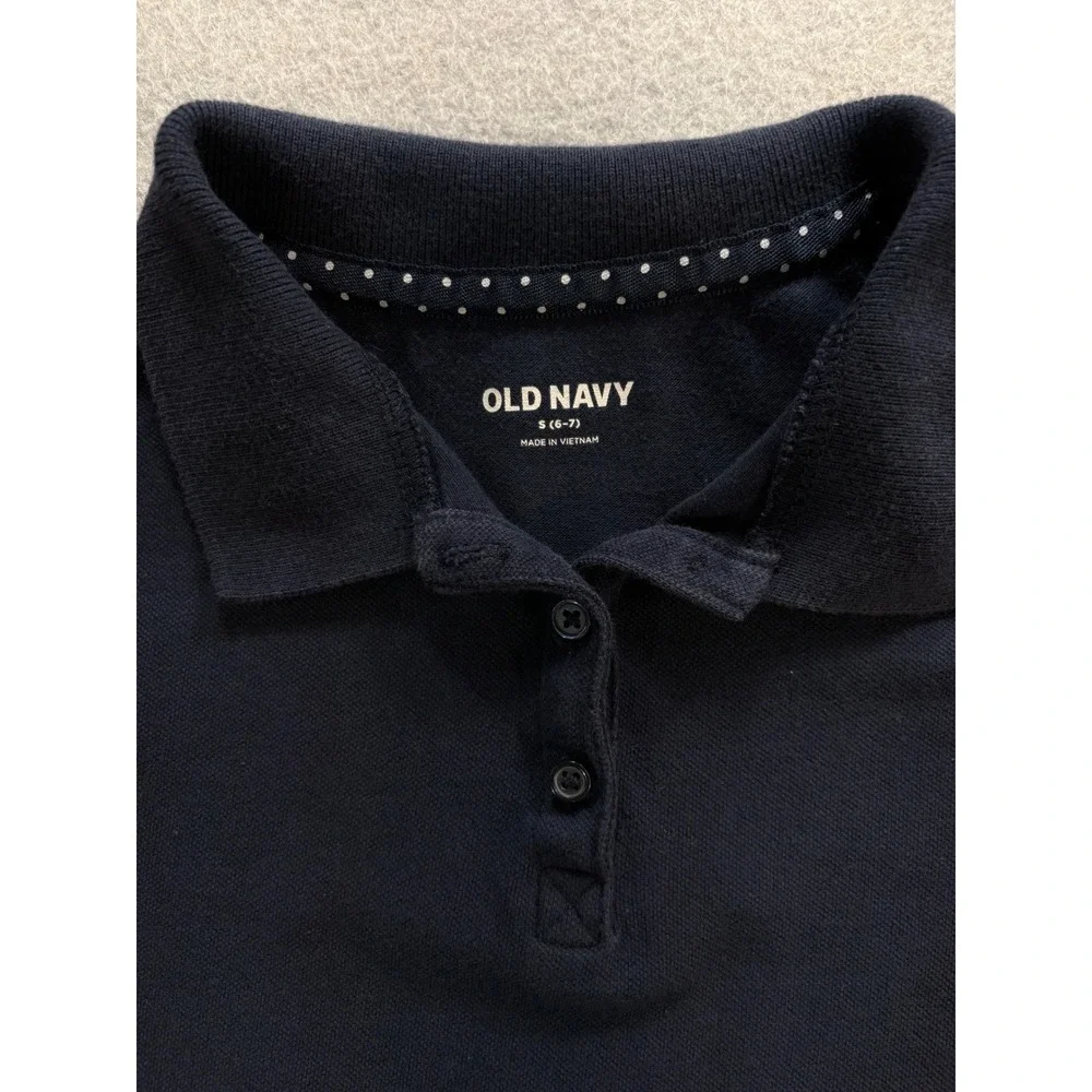 Old Navy Kids Navy Blue Short Sleeve Pique Polo Shirt Size S 6-7 School Uniform